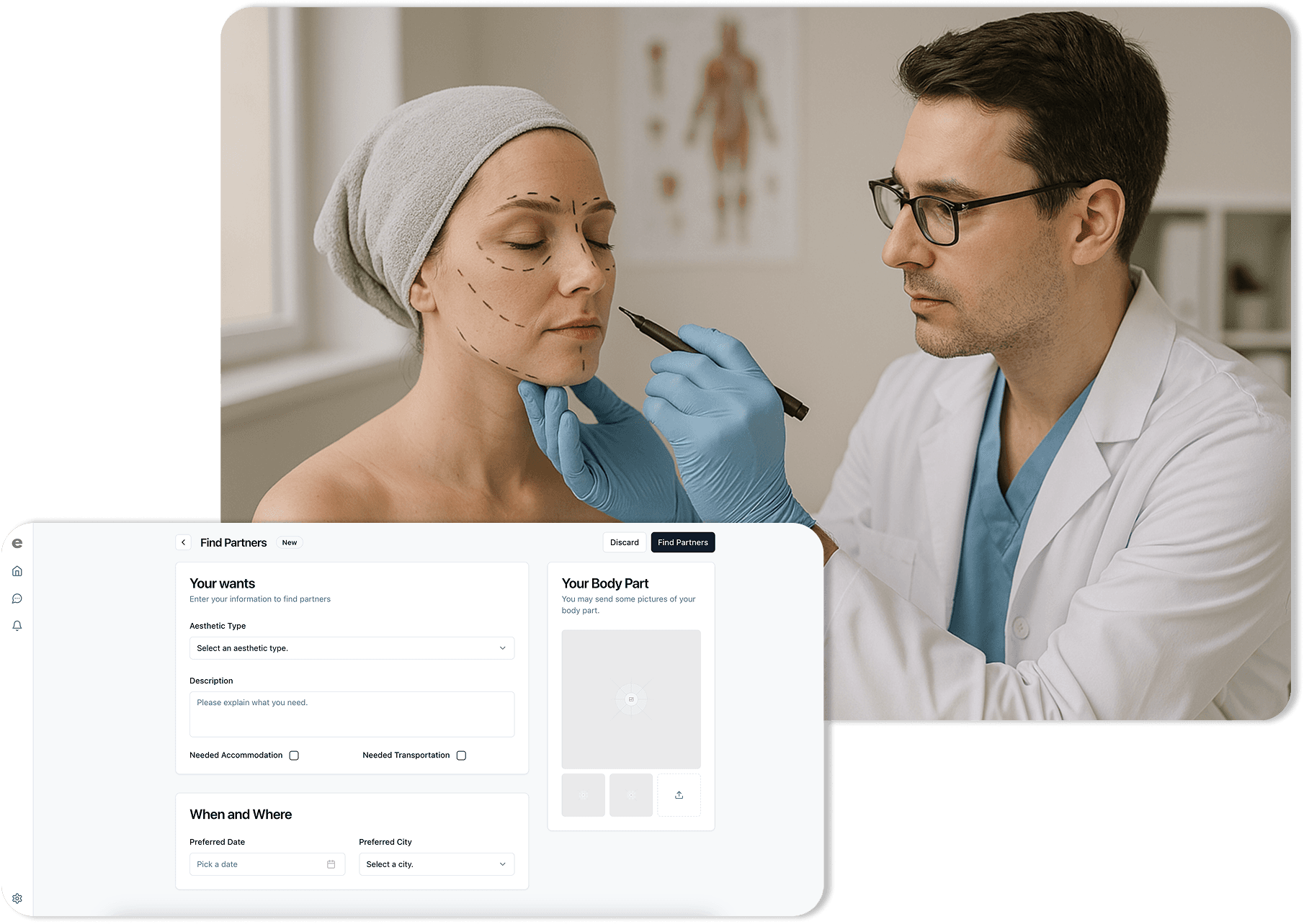 Collage of successful aesthetic procedures like hair transplant and rhinoplasty in Turkey